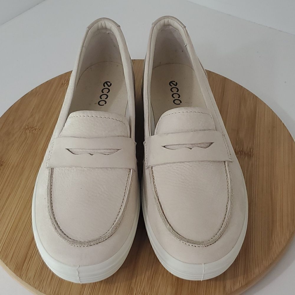 ECCO Women's Soft 7 Nubuck Loafers Limestone Neutral EU 41 Extra Width - Picture 3 of 14